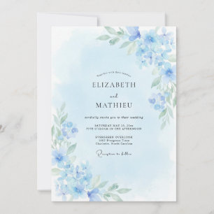 Convites Casamento Etéreo de Primavera Azul-Celeste