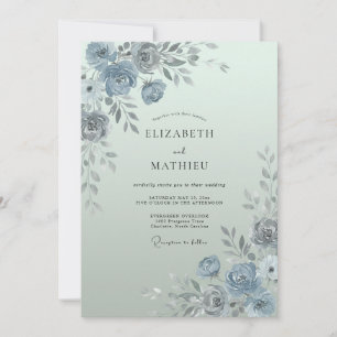 Convites Casamento Etéreo de Primavera Azul Nebuloso