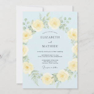 Convites Casamento Etéreo de Primavera Azul Pálido
