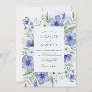 Convites Casamento Etéreo de Primavera Azul Violeta