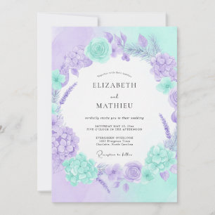Convites Casamento Etéreo de Primavera com Lavanda e Hortel