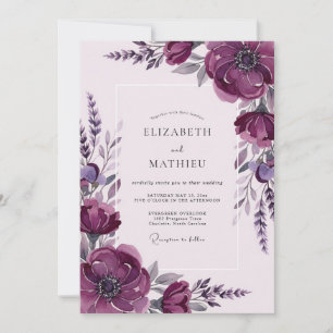 Convites Casamento Etéreo de Primavera com Roxo Fundo