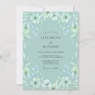 Convites Casamento Etéreo de Primavera Verde Espuma do Mar