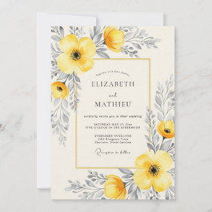 Convites Casamento Etéreo de Verão com Carvão Amarelo