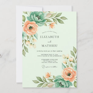 Convites Casamento Etéreo de Verde Menta na Primavera