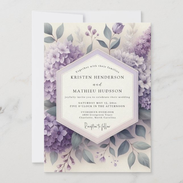 Convites Casamento Etéreo Flor de Lavanda (Frente)