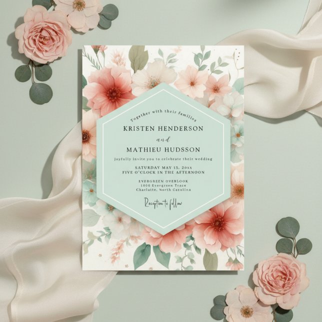 Convites Casamento Etéreo Flor de Pêssego (Criador carregado)