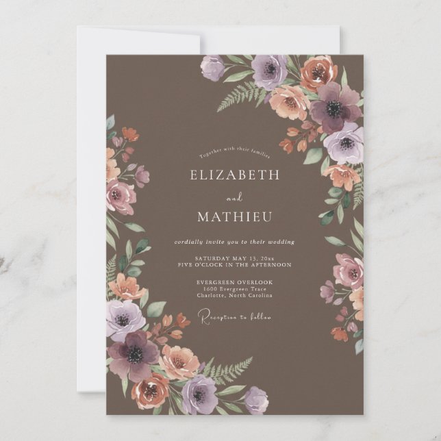 Convites Casamento Etéreo Floral Rosa (Frente)