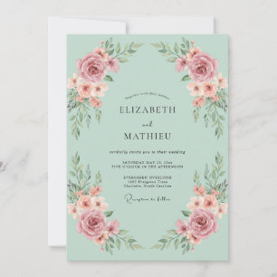 Convites Casamento Etéreo Floral Rosa