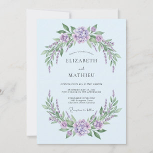 Convites Casamento Etéreo Lavanda Azul Pó