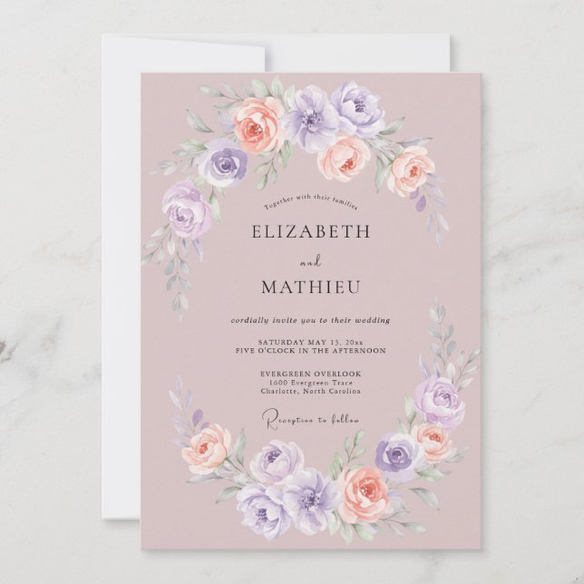 Convites Casamento Etéreo Rosa na Primavera (Frente)