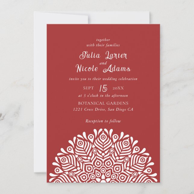 Convites Casamento Étnico Boho Floral Mandala Colorido Mode (Frente)
