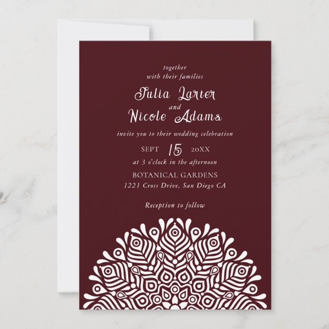 Convites Casamento Étnico Boho Floral Mandala Colorido Mode (Frente)