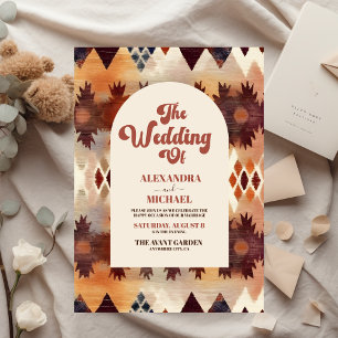 Convites Casamento Étnico Ocidental Marrom Tribal Asteca