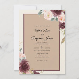 Convites Casamento Eucalipto Buquê Blush Vinho