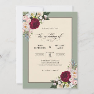 Convites Casamento Eucalipto com Ramalhete Oliva Marrom