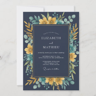 Convites Casamento Eucalipto Mostarda Meia-Noite