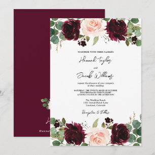 Convites Casamento Eucalyptus Blush Burgundy