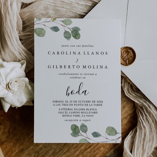Convites Casamento Eucalyptus Boda Botânico Claro (Criador carregado)