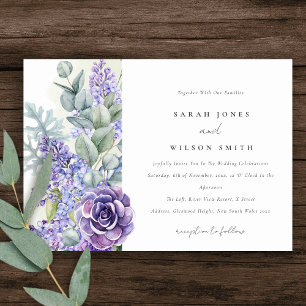 Convites Casamento Eucalyptus Botânico Suculente Lilac