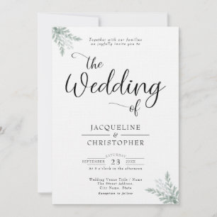 Convites Casamento Eucalyptus Branco e Monograma