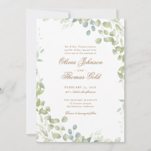 Convites Casamento Eucalyptus Clássico Elegante
