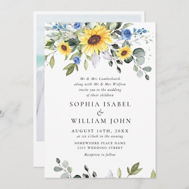 Convites Casamento Eucalyptus com Aquarela Elegante (Frente/Verso)