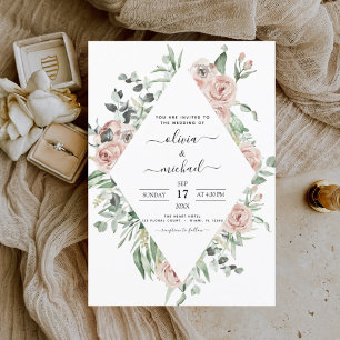 Convites Casamento Eucalyptus Cor-de-Rosa Verde