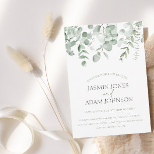 Convites Casamento Eucalyptus da Folhagem Verde Elegante
