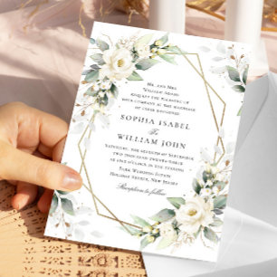 Convites Casamento Eucalyptus de Rosas Brancas do Pastel El