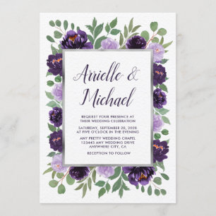 Convites Casamento Eucalyptus De Silver Floral Roxo