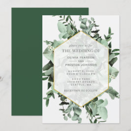 Convites Casamento Eucalyptus e Greenery Watercolor