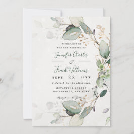 Convites Casamento Eucalyptus Elegante Rustic Dourado Green