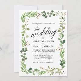 Convites Casamento Eucalyptus Frame Botânico Watercolor