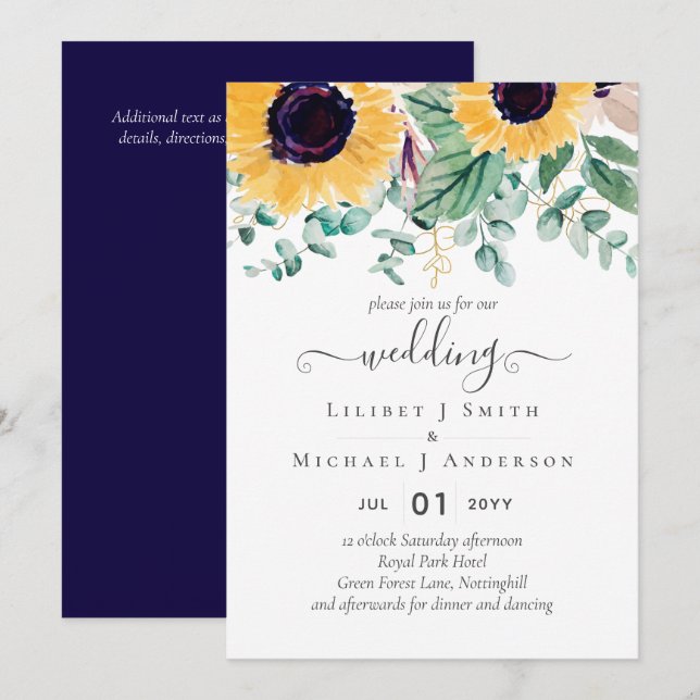 Convites Casamento Eucalyptus Greenery (Frente/Verso)