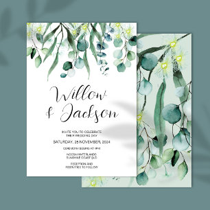 Convites Casamento Eucalyptus Greenery Watercolor