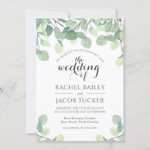 Convites Casamento Eucalyptus Greenery Watercolor