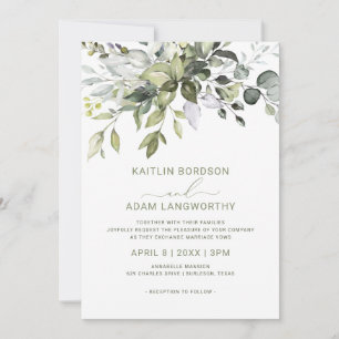 Convites Casamento Eucalyptus Greenery Watercolor Herbal