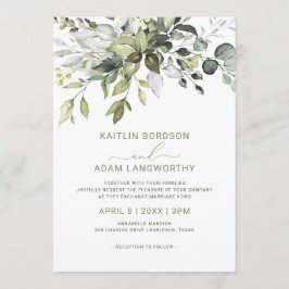 Convites Casamento Eucalyptus Greenery Watercolor Herbal