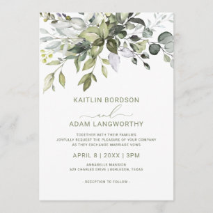 Convites Casamento Eucalyptus Greenery Watercolor Herbal