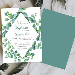 Convites Casamento Eucalyptus Greenery Watercolor Rhombus