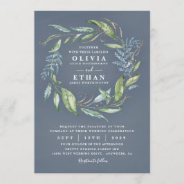 Convites Casamento Eucalyptus Greenery Wreath Azul