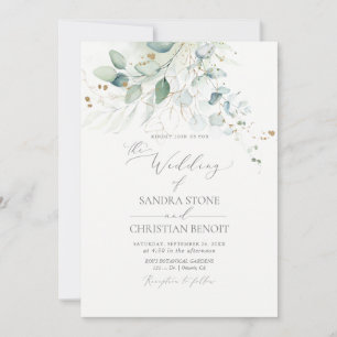 Convites Casamento Eucalyptus PixDezines Faux Dourado Water