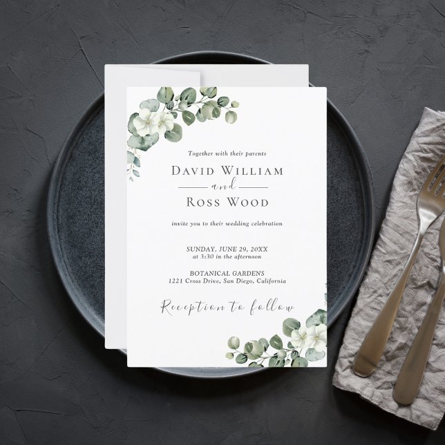 Convites Casamento Eucalyptus Rustic Greenery (Eucalyptus Rustic Greenery Wedding Invitation
)