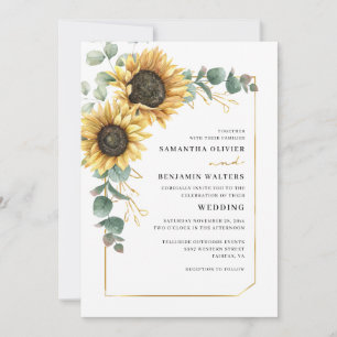 Convites Casamento Eucalyptus Sunflower