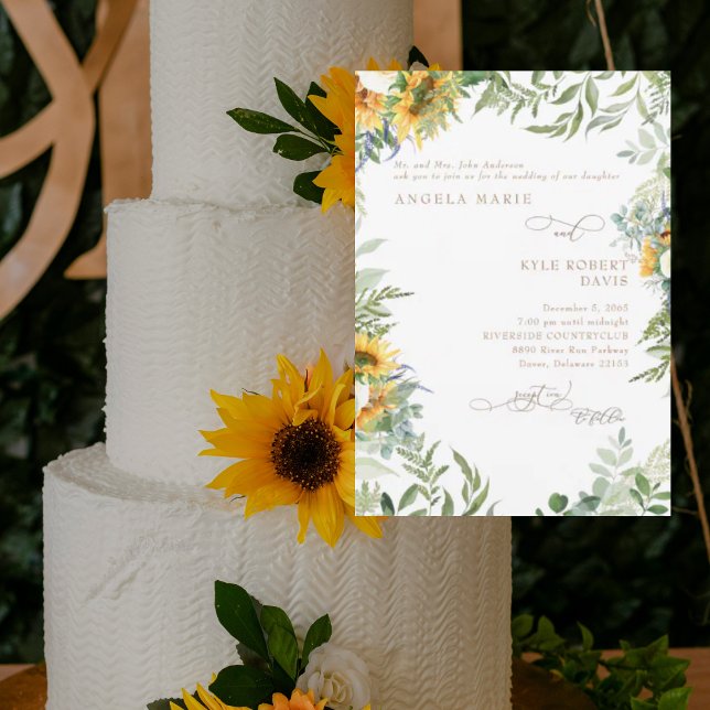 Convites Casamento Eucalyptus Sunflower Elegance (Criador carregado)