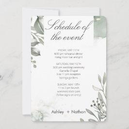 Convites Casamento Eucalyptus verde e dourado