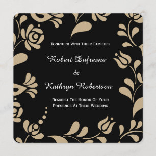 Convites Casamento Europeu de Arte Popular Elegante