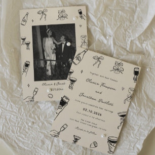 Convites Casamento Excêntrico Desenhado à Mão