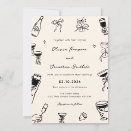 Convites Casamento Excêntrico Desenhado à Mão
